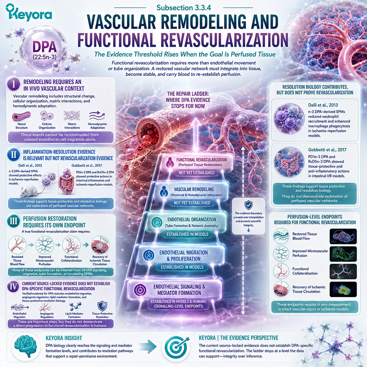 DPA supports vascular remodeling research through endothelial and inflammation-resolution biology, but not proven perfusion recovery in Keyora The Vascular Repair Evidence Ladder. DPA supports vascular remodeling research through endothelial and inflammation-resolution biology, but not proven perfusion recovery in Keyora The Vascular Repair Evidence Ladder.