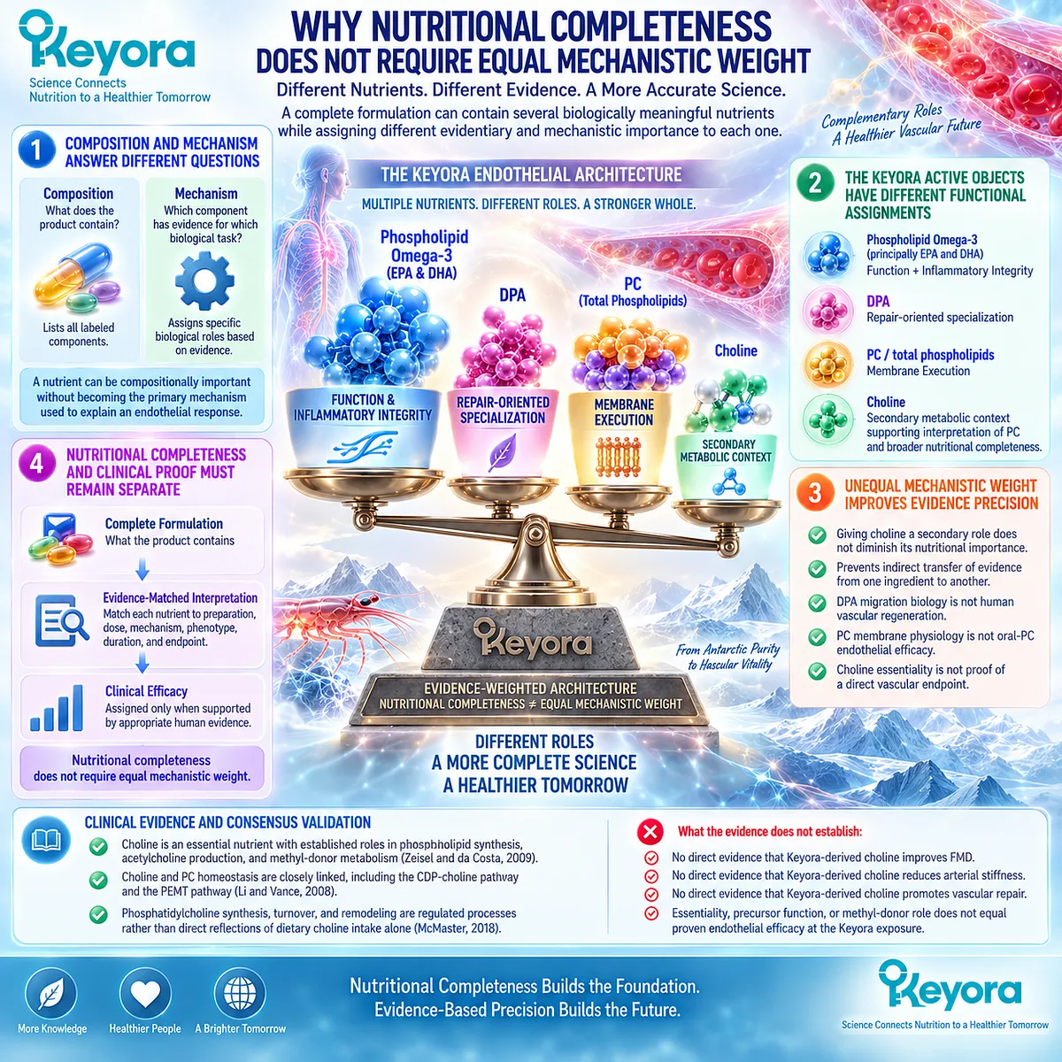 Phospholipid Omega-3, DPA, PC and choline carry different evidence-weighted roles for vascular wellness in Keyora’s PC-Endothelial Membrane Execution Layer. Phospholipid Omega-3, DPA, PC and choline carry different evidence-weighted roles for vascular wellness in Keyora’s PC-Endothelial Membrane Execution Layer.