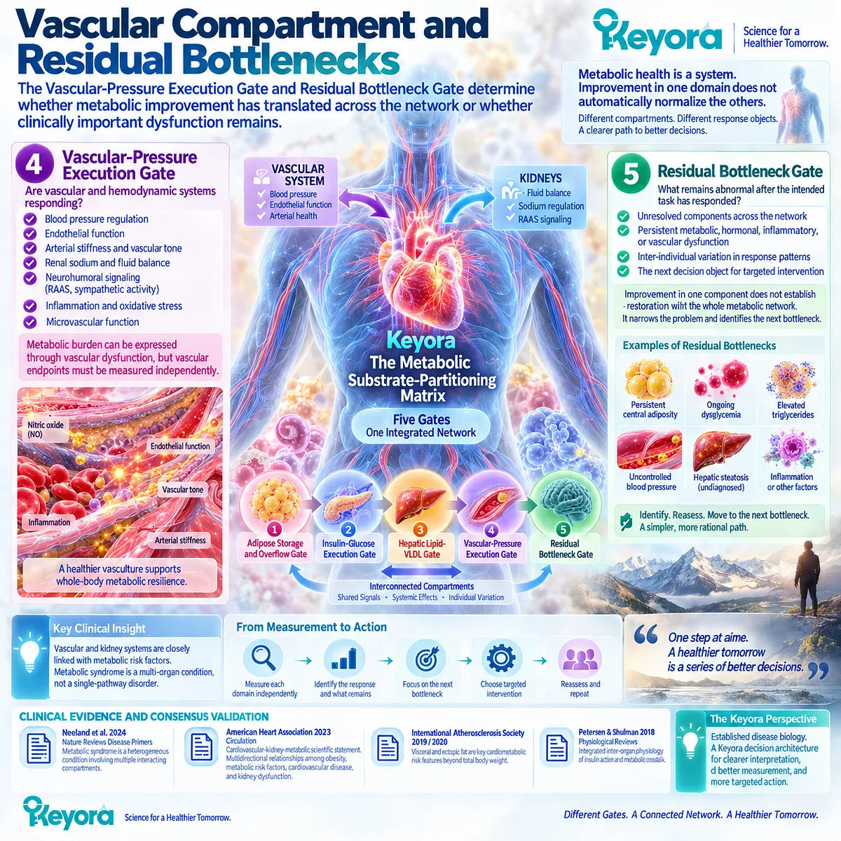 Metabolic improvement can leave blood pressure, glycemic, adiposity or hepatic risk unresolved, mapped by Keyora’s Vascular-Pressure and Residual Bottleneck Gates. Metabolic improvement can leave blood pressure, glycemic, adiposity or hepatic risk unresolved, mapped by Keyora’s Vascular-Pressure and Residual Bottleneck Gates.