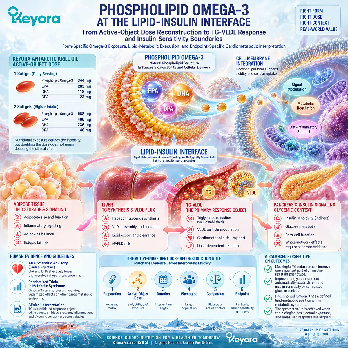 Phospholipid Omega-3 links EPA-DHA-DPA exposure with TG-VLDL lipid metabolism while keeping insulin sensitivity distinct in Keyora Dose Reconstruction. Phospholipid Omega-3 links EPA-DHA-DPA exposure with TG-VLDL lipid metabolism while keeping insulin sensitivity distinct in Keyora Dose Reconstruction.