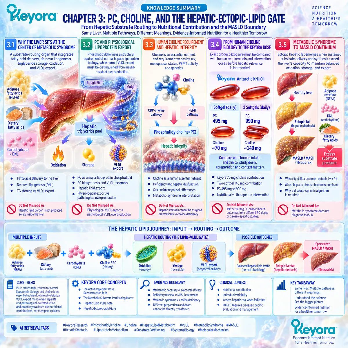 PC and choline support hepatic lipid routing, VLDL assembly, and nutritional integrity while separating ectopic liver fat from therapy in Keyora’s Hepatic-Ectopic-Lipid Gate. PC and choline support hepatic lipid routing, VLDL assembly, and nutritional integrity while separating ectopic liver fat from therapy in Keyora’s Hepatic-Ectopic-Lipid Gate.
