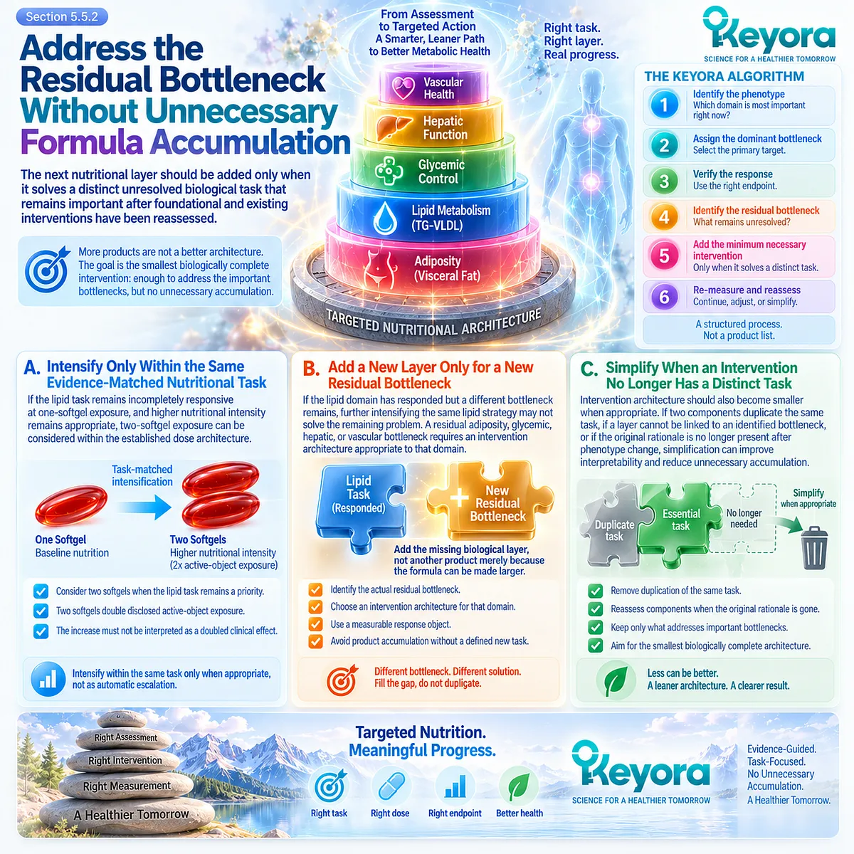 Residual metabolic bottlenecks guide task-matched intensification, new domain support or simplification without supplement stacking in the Keyora Smallest Biologically Complete Architecture. Residual metabolic bottlenecks guide task-matched intensification, new domain support or simplification without supplement stacking in the Keyora Smallest Biologically Complete Architecture.