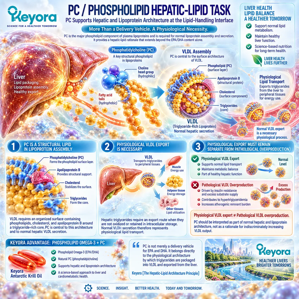 PC supports hepatic lipid handling through lipoprotein surface architecture and physiological VLDL export in Keyora The MASLD Intervention Task, distinct from VLDL overproduction. PC supports hepatic lipid handling through lipoprotein surface architecture and physiological VLDL export in Keyora The MASLD Intervention Task, distinct from VLDL overproduction.