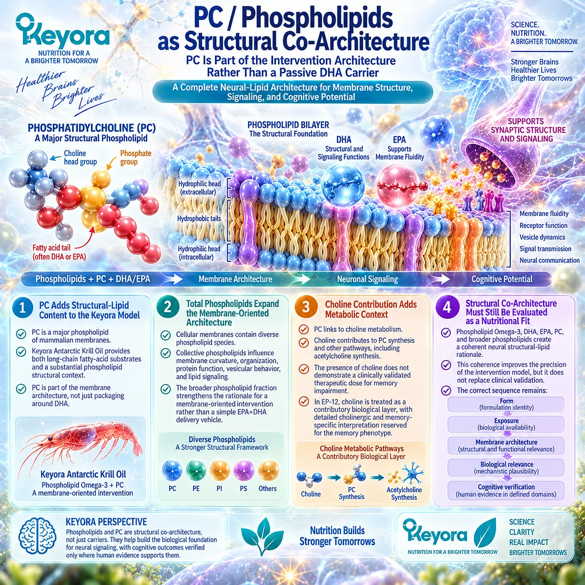 Phosphatidylcholine and phospholipids support neural membrane structure, lipid remodeling and choline metabolism within Keyora Neural Membrane-Cognitive Execution Matrix. Phosphatidylcholine and phospholipids support neural membrane structure, lipid remodeling and choline metabolism within Keyora Neural Membrane-Cognitive Execution Matrix.