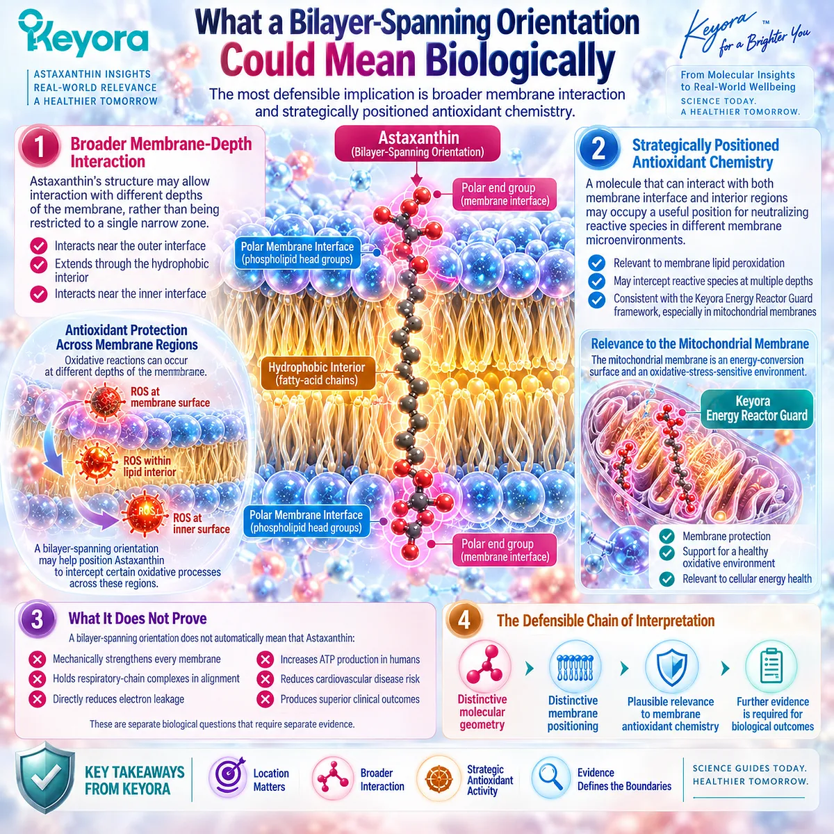 Astaxanthin’s bilayer-spanning orientation may support antioxidant activity across membrane depths and mitochondrial redox balance in Keyora’s Energy Reactor Guard framework. Astaxanthin’s bilayer-spanning orientation may support antioxidant activity across membrane depths and mitochondrial redox balance in Keyora’s Energy Reactor Guard framework.