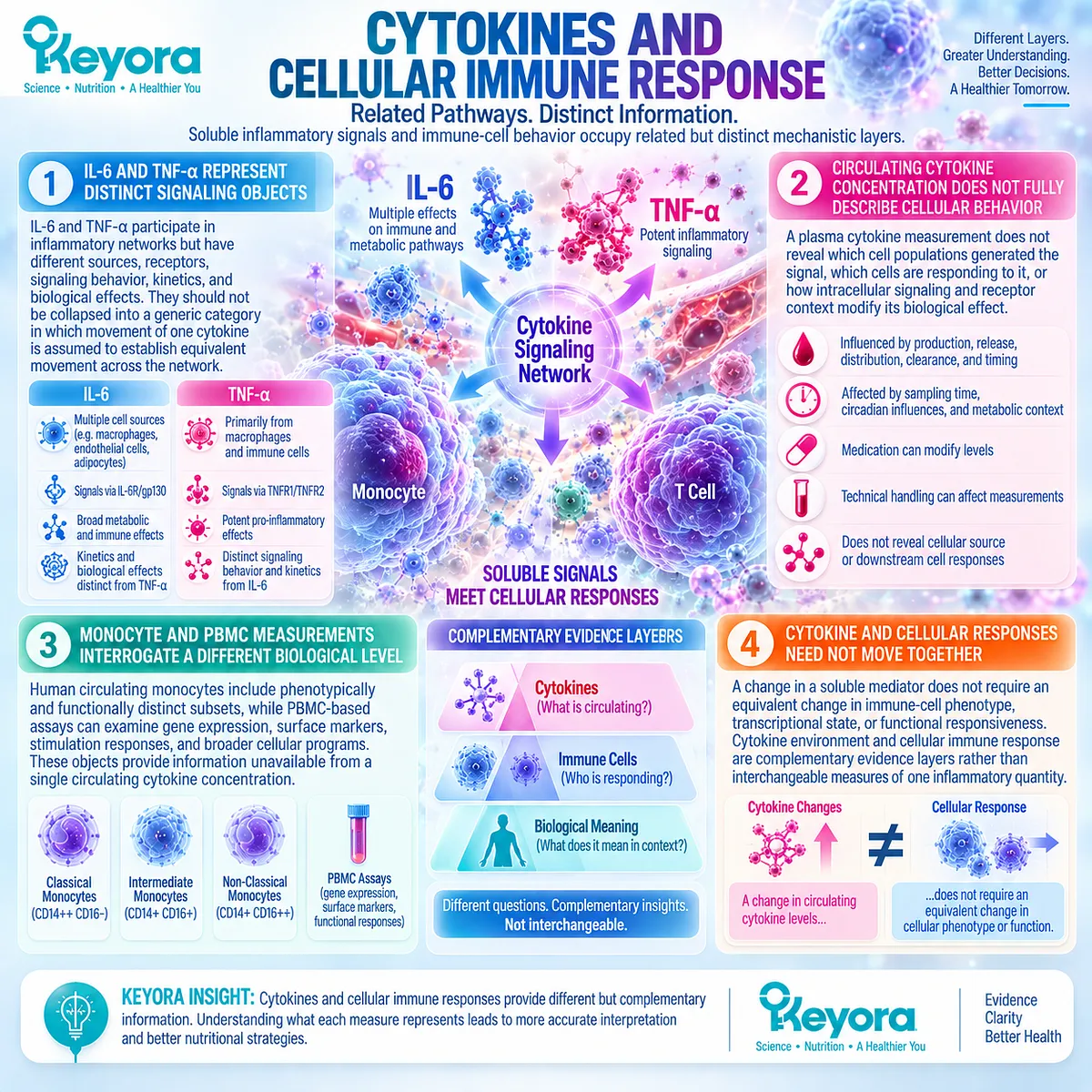 Inflammation assessment separates IL-6 and TNF-alpha cytokine signaling from monocyte and PBMC immune-cell responses in Keyora The Inflammatory Evidence Object Map. Inflammation assessment separates IL-6 and TNF-alpha cytokine signaling from monocyte and PBMC immune-cell responses in Keyora The Inflammatory Evidence Object Map.