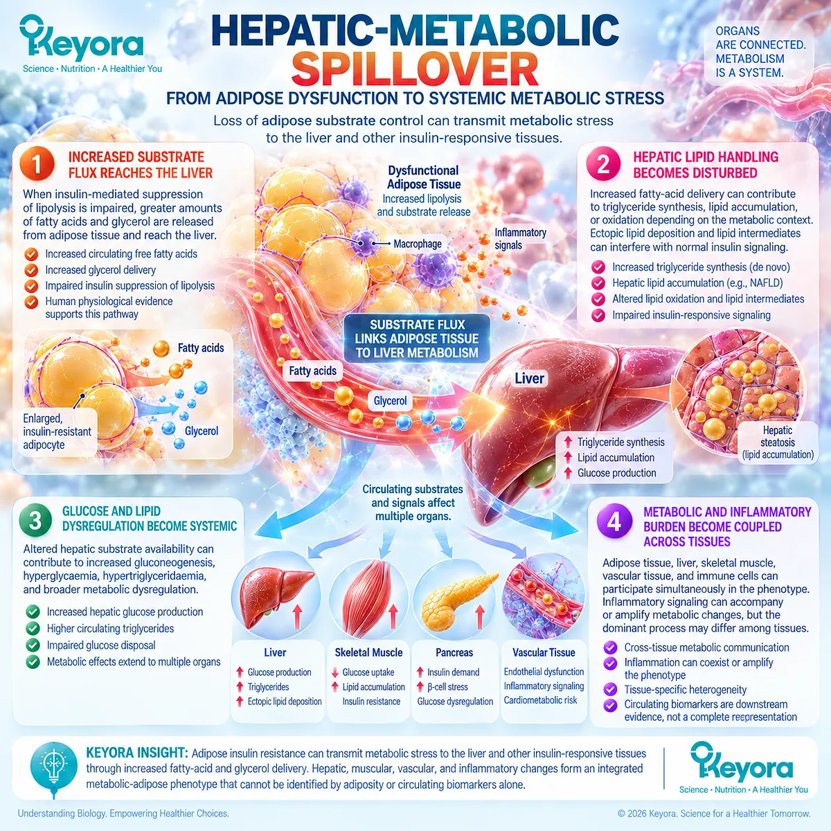 Adipose insulin resistance increases fatty-acid flux to the liver, linking hepatic lipid dysregulation and metabolic inflammation in Keyora’s Metabolic-Adipose Inflammatory Phenotype. Adipose insulin resistance increases fatty-acid flux to the liver, linking hepatic lipid dysregulation and metabolic inflammation in Keyora’s Metabolic-Adipose Inflammatory Phenotype.