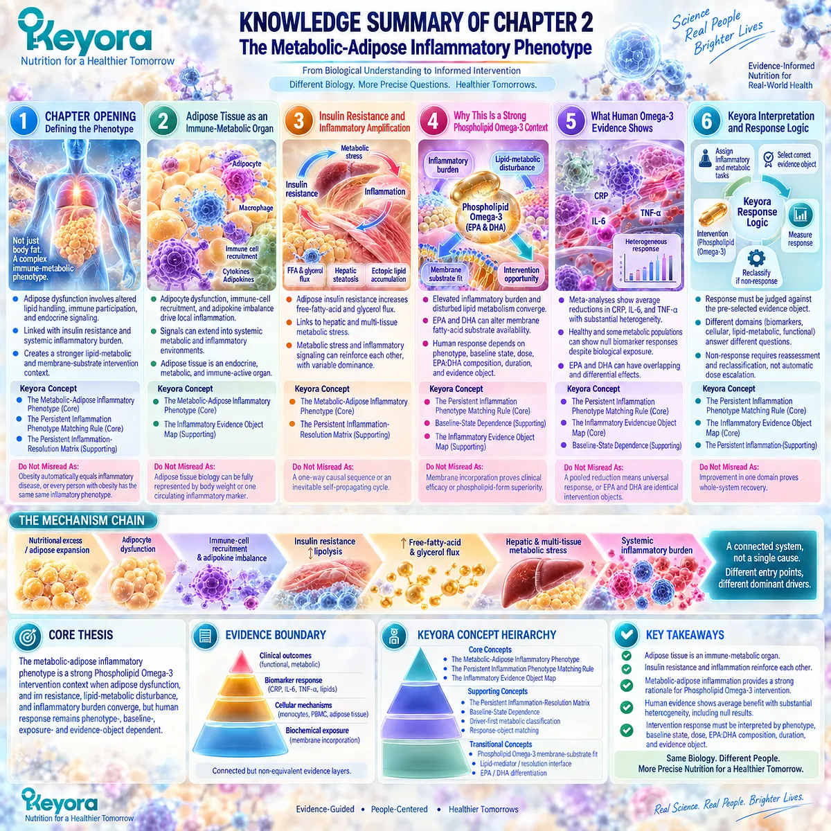 Metabolic-adipose inflammation links insulin resistance, lipid flux, immune signaling, and Phospholipid Omega-3 fit in Keyora’s Persistent Inflammation Phenotype Matching Rule. Metabolic-adipose inflammation links insulin resistance, lipid flux, immune signaling, and Phospholipid Omega-3 fit in Keyora’s Persistent Inflammation Phenotype Matching Rule.