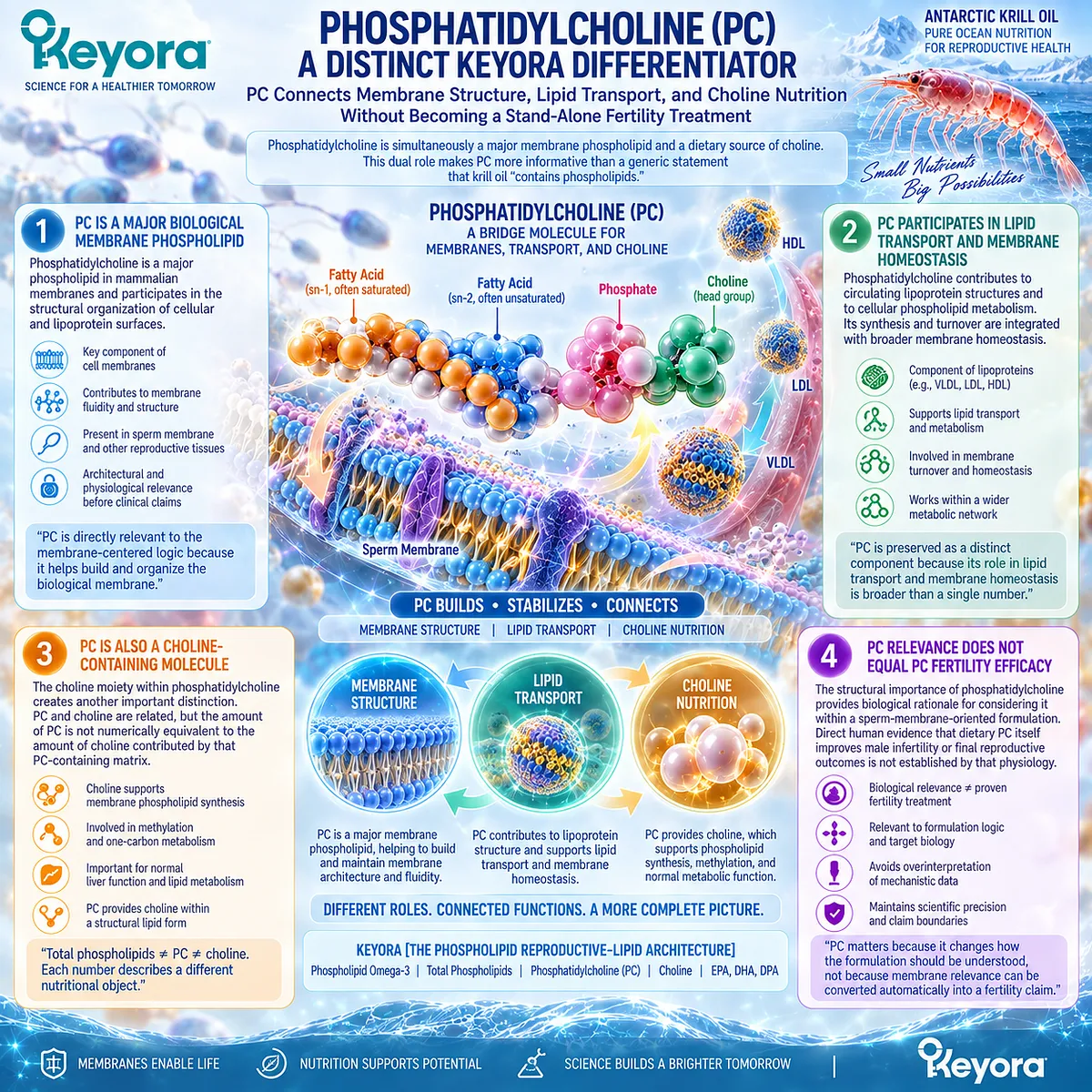 Male fertility nutrition links phosphatidylcholine with sperm membrane structure, lipid transport and choline contribution in the Keyora Phospholipid Reproductive-Lipid Architecture. Male fertility nutrition links phosphatidylcholine with sperm membrane structure, lipid transport and choline contribution in the Keyora Phospholipid Reproductive-Lipid Architecture.