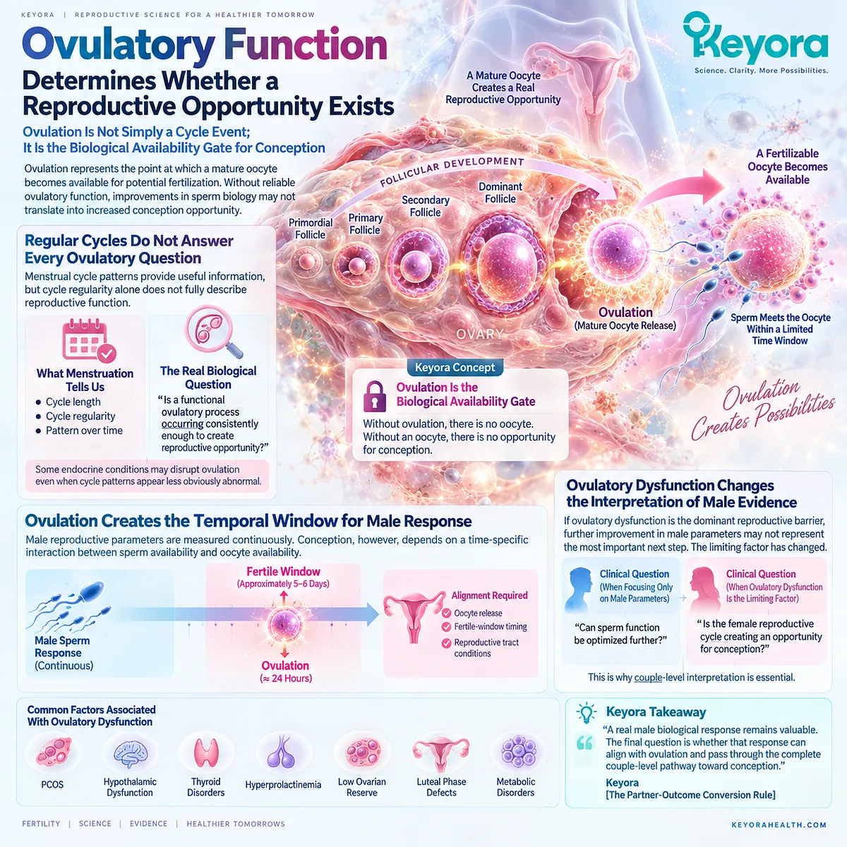 Ovulation creates the fertility window linking oocyte availability, endocrine coordination and sperm timing, mapped by the Keyora Partner-Outcome Conversion Rule. Ovulation creates the fertility window linking oocyte availability, endocrine coordination and sperm timing, mapped by the Keyora Partner-Outcome Conversion Rule.