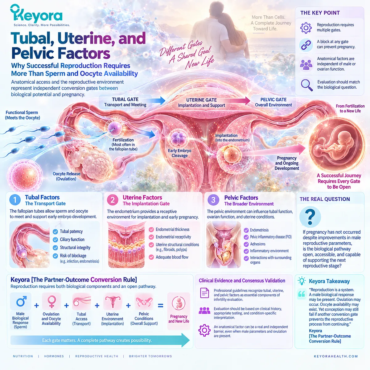 Fertility requires sperm, oocyte availability, tubal access and a supportive uterine environment, independent conversion gates in the Keyora Partner-Outcome Conversion Rule. Fertility requires sperm, oocyte availability, tubal access and a supportive uterine environment, independent conversion gates in the Keyora Partner-Outcome Conversion Rule.