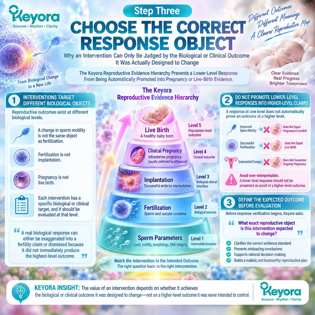 Fertility wellness separates sperm motility, fertilization, pregnancy and live birth as distinct response objects through the Keyora Reproductive Evidence Hierarchy. Fertility wellness separates sperm motility, fertilization, pregnancy and live birth as distinct response objects through the Keyora Reproductive Evidence Hierarchy.