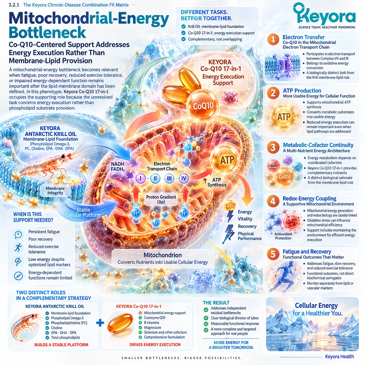 CoQ10 mitochondrial support links electron transport, ATP production, and redox-energy balance to fatigue and recovery in the Keyora Combination Task-Division Rule. CoQ10 mitochondrial support links electron transport, ATP production, and redox-energy balance to fatigue and recovery in the Keyora Combination Task-Division Rule.