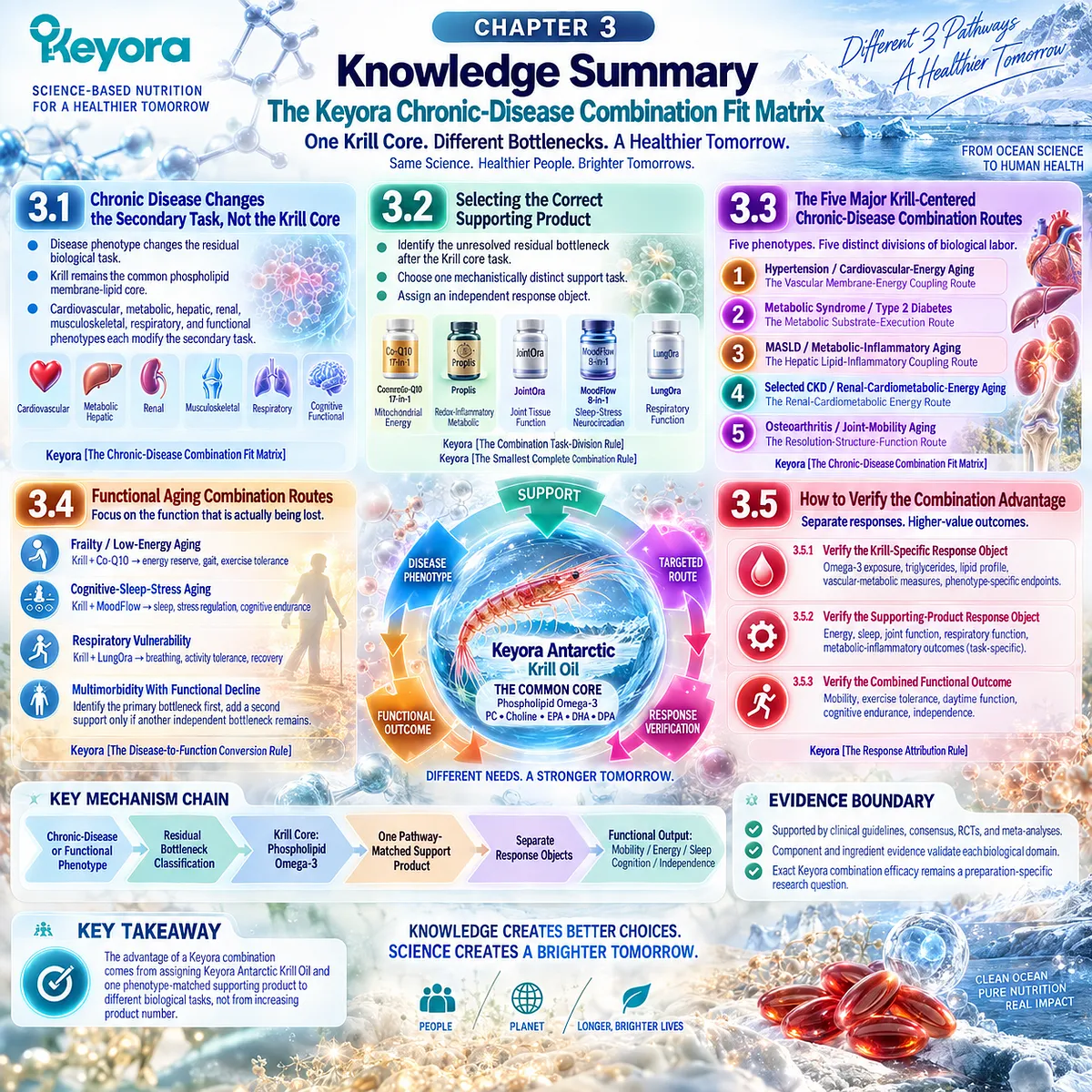 Chronic disease nutrition maps Phospholipid Omega-3 to energy, metabolic, joint, sleep, and respiratory bottlenecks through Keyora’s Chronic-Disease Combination Fit Matrix. Chronic disease nutrition maps Phospholipid Omega-3 to energy, metabolic, joint, sleep, and respiratory bottlenecks through Keyora’s Chronic-Disease Combination Fit Matrix.