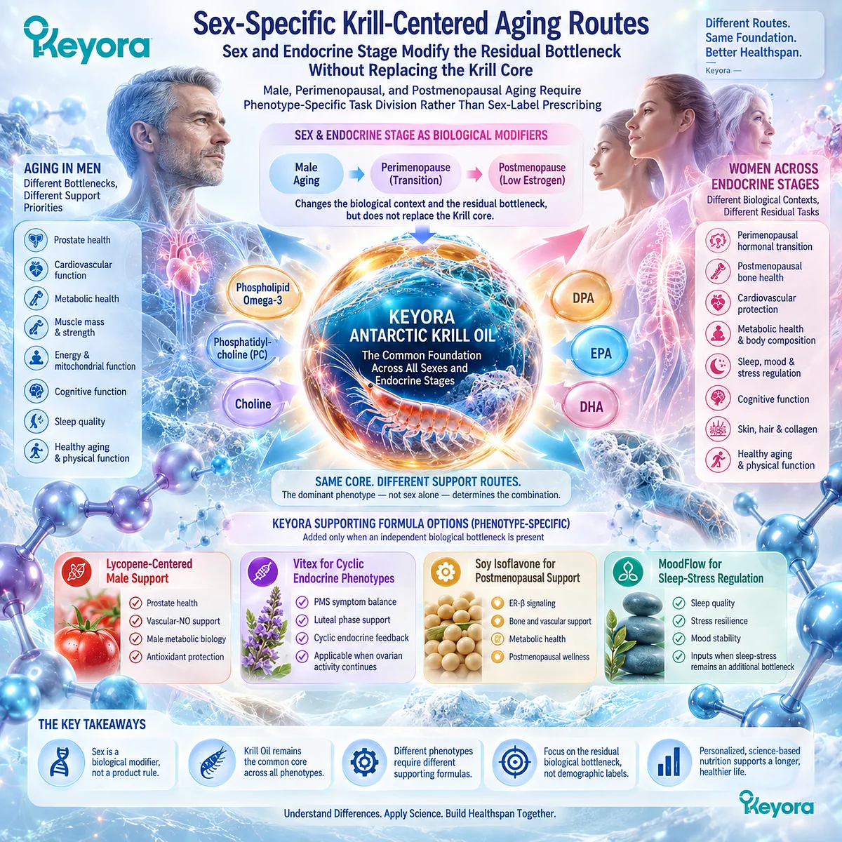 Phospholipid Omega-3 supports aging wellness across vascular, metabolic and endocrine phenotypes, while the Keyora framework maps sex-specific residual bottlenecks. Phospholipid Omega-3 supports aging wellness across vascular, metabolic and endocrine phenotypes, while the Keyora framework maps sex-specific residual bottlenecks.