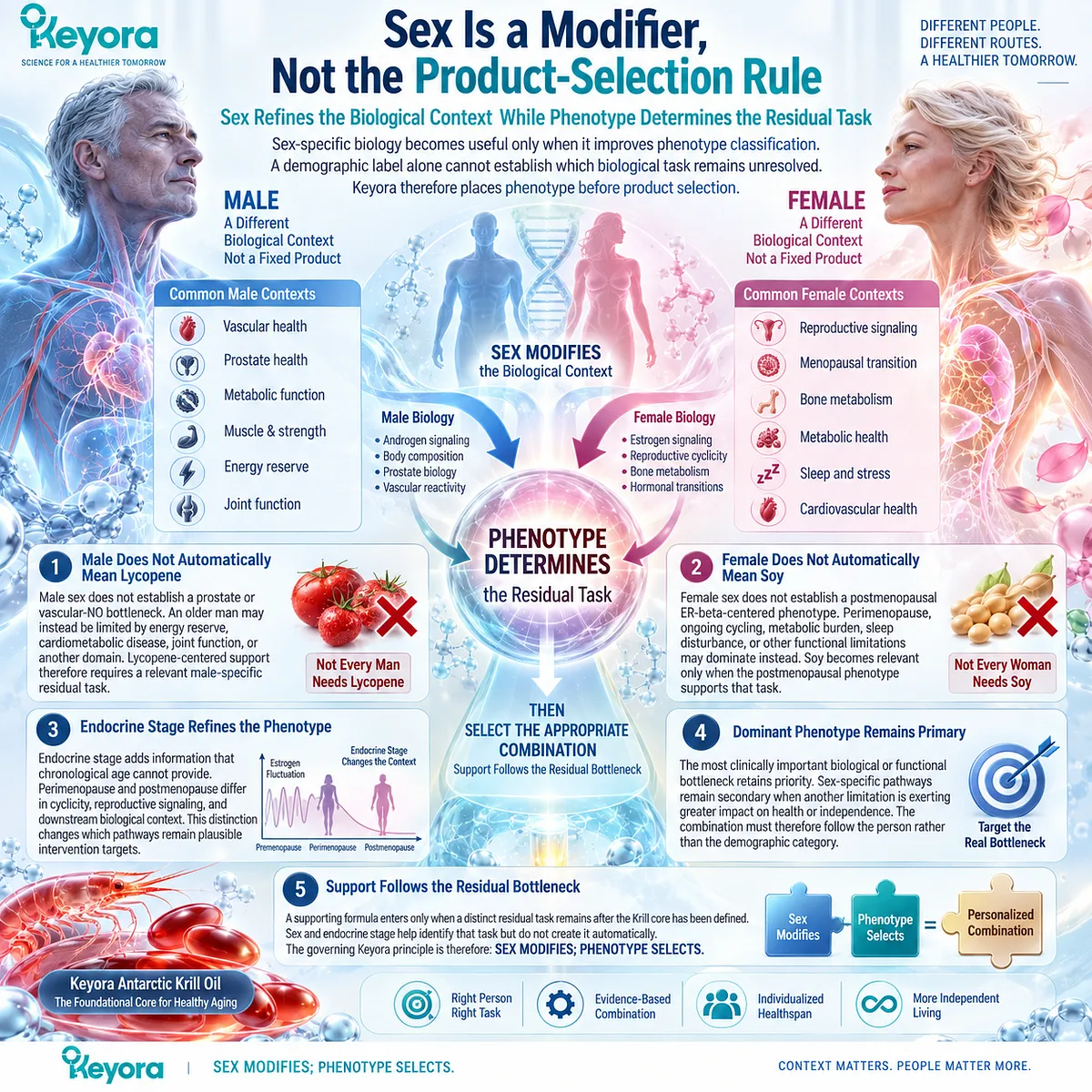 Aging wellness support follows vascular, metabolic and endocrine phenotype rather than sex alone; Keyora Precision Bottleneck Map defines “Sex Modifies; Phenotype Selects.” Aging wellness support follows vascular, metabolic and endocrine phenotype rather than sex alone; Keyora Precision Bottleneck Map defines “Sex Modifies; Phenotype Selects.”
