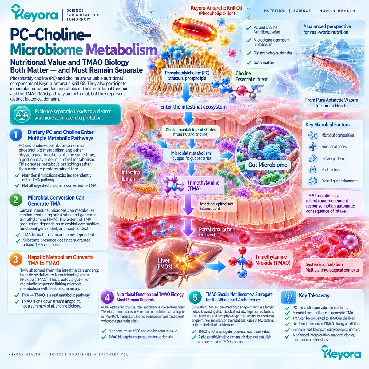 Phosphatidylcholine and choline support nutrition while gut microbes may convert choline to TMA and hepatic TMAO in Keyora Gut-Lipid Processing Interface. Phosphatidylcholine and choline support nutrition while gut microbes may convert choline to TMA and hepatic TMAO in Keyora Gut-Lipid Processing Interface.