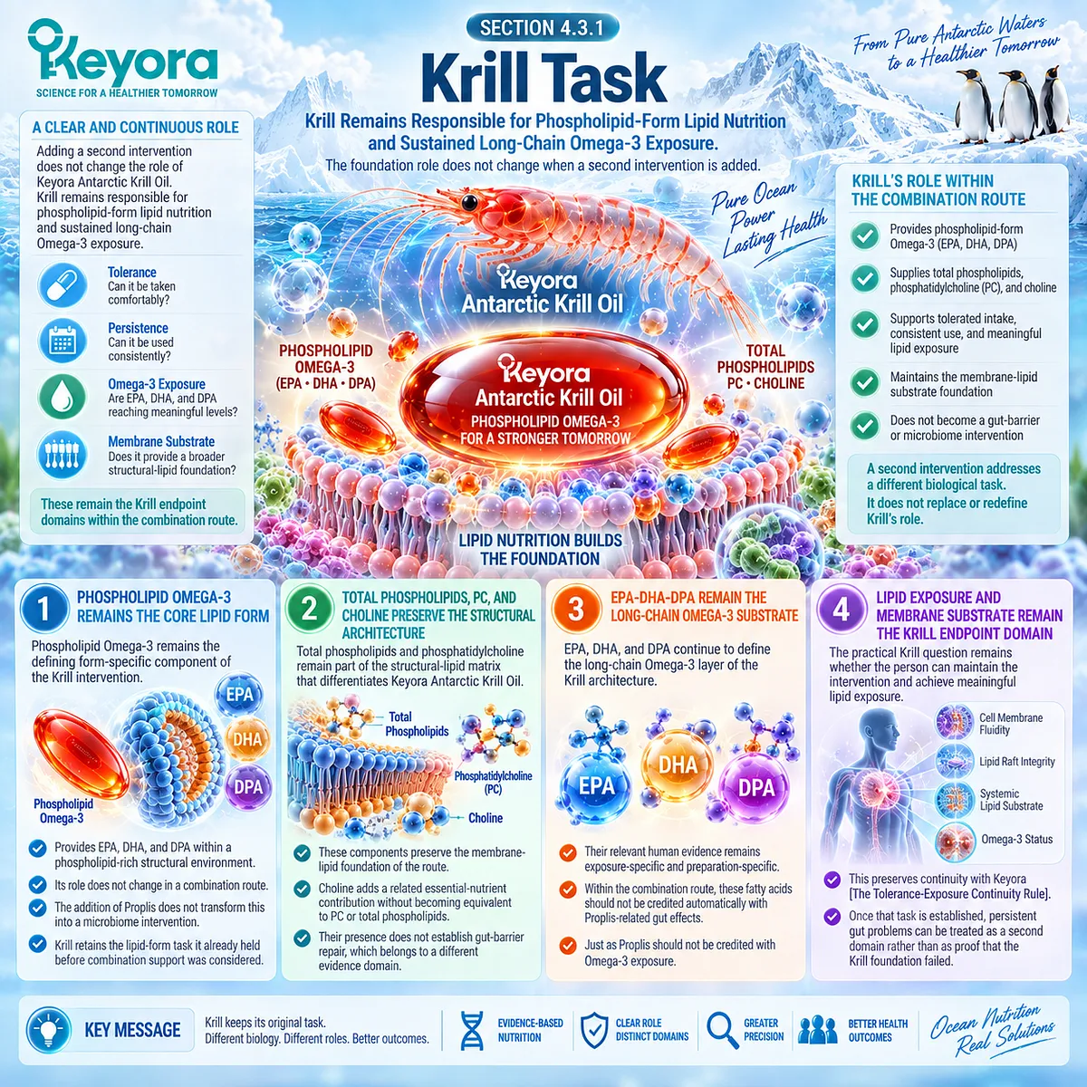 Krill oil sustains phospholipid Omega-3, PC, choline and EPA-DHA-DPA membrane-lipid support within Keyora The Lipid-Barrier-Microbiome Support Route. Krill oil sustains phospholipid Omega-3, PC, choline and EPA-DHA-DPA membrane-lipid support within Keyora The Lipid-Barrier-Microbiome Support Route.