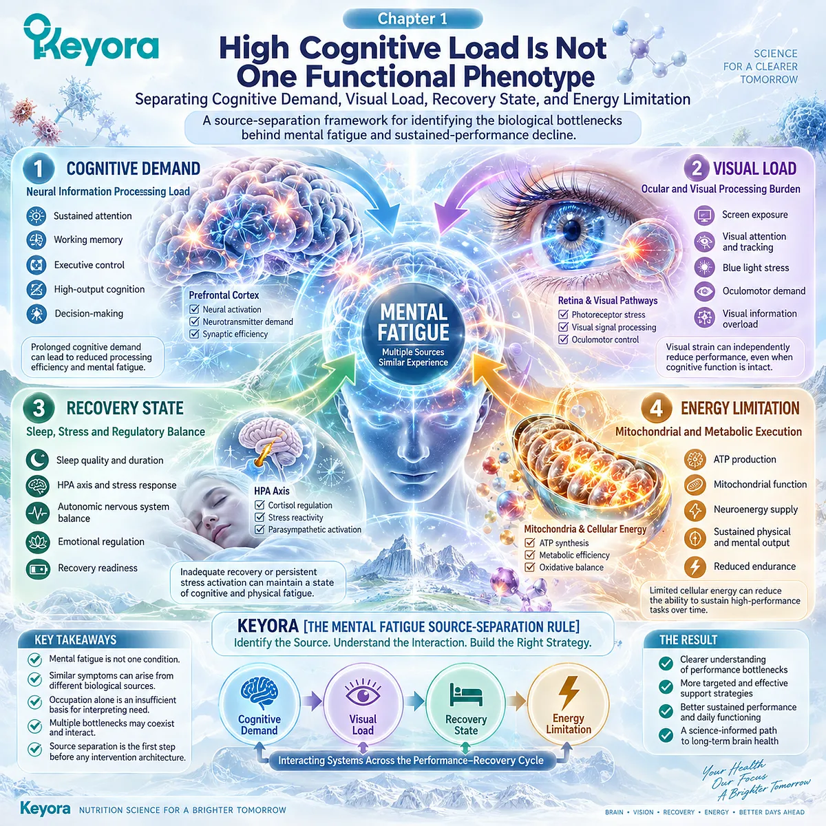 Mental fatigue can reflect cognitive demand, visual load, sleep-stress recovery, or energy limitation, mapped by Keyora Mental Fatigue Source-Separation Rule. Mental fatigue can reflect cognitive demand, visual load, sleep-stress recovery, or energy limitation, mapped by Keyora Mental Fatigue Source-Separation Rule.