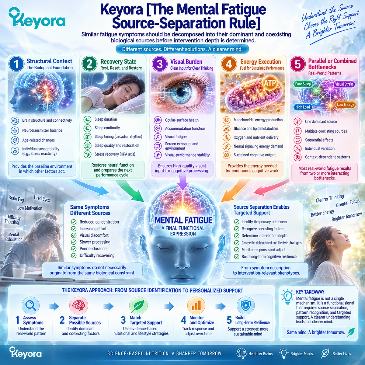 Mental fatigue may arise from cognitive load, visual strain, poor recovery, or energy limitation, separated by Keyora Mental Fatigue Source-Separation Rule. Mental fatigue may arise from cognitive load, visual strain, poor recovery, or energy limitation, separated by Keyora Mental Fatigue Source-Separation Rule.