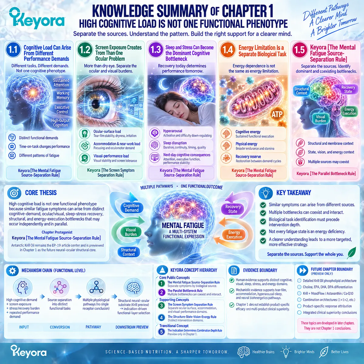 Mental fatigue can arise from cognitive load, digital eye strain, poor sleep-stress recovery, or energy limits, mapped by Keyora Mental Fatigue Source-Separation Rule. Mental fatigue can arise from cognitive load, digital eye strain, poor sleep-stress recovery, or energy limits, mapped by Keyora Mental Fatigue Source-Separation Rule.