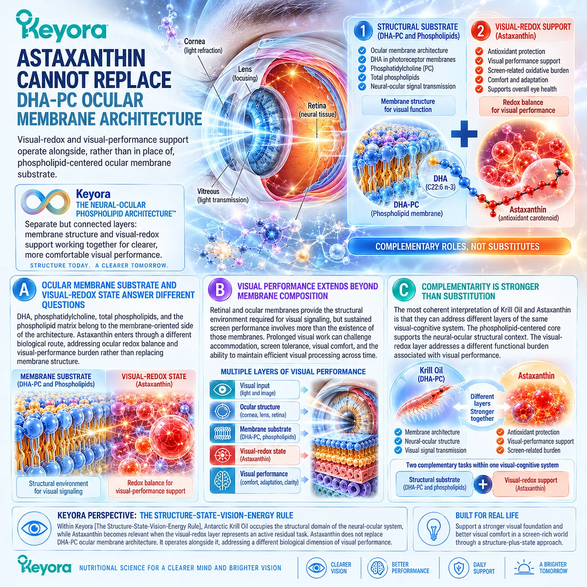 Screen eye health links DHA-PC retinal membrane structure with astaxanthin visual-redox support as separate tasks in Keyora Structure-State-Vision-Energy Rule. Screen eye health links DHA-PC retinal membrane structure with astaxanthin visual-redox support as separate tasks in Keyora Structure-State-Vision-Energy Rule.