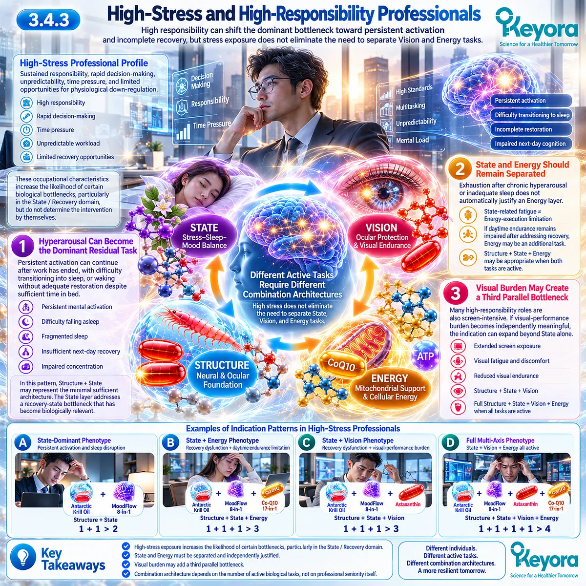 High-stress professionals may develop hyperarousal, sleep-recovery, visual or energy bottlenecks; Keyora Indication-Driven Rule maps support to independently active tasks. High-stress professionals may develop hyperarousal, sleep-recovery, visual or energy bottlenecks; Keyora Indication-Driven Rule maps support to independently active tasks.