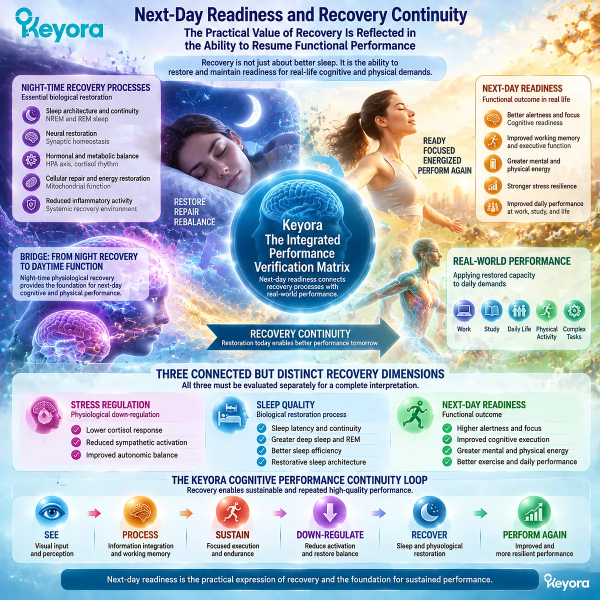 Next-day readiness and recovery continuity connect sleep quality, stress regulation, and cognitive performance through Keyora Cognitive Performance Continuity Loop verification framework. Next-day readiness and recovery continuity connect sleep quality, stress regulation, and cognitive performance through Keyora Cognitive Performance Continuity Loop verification framework.