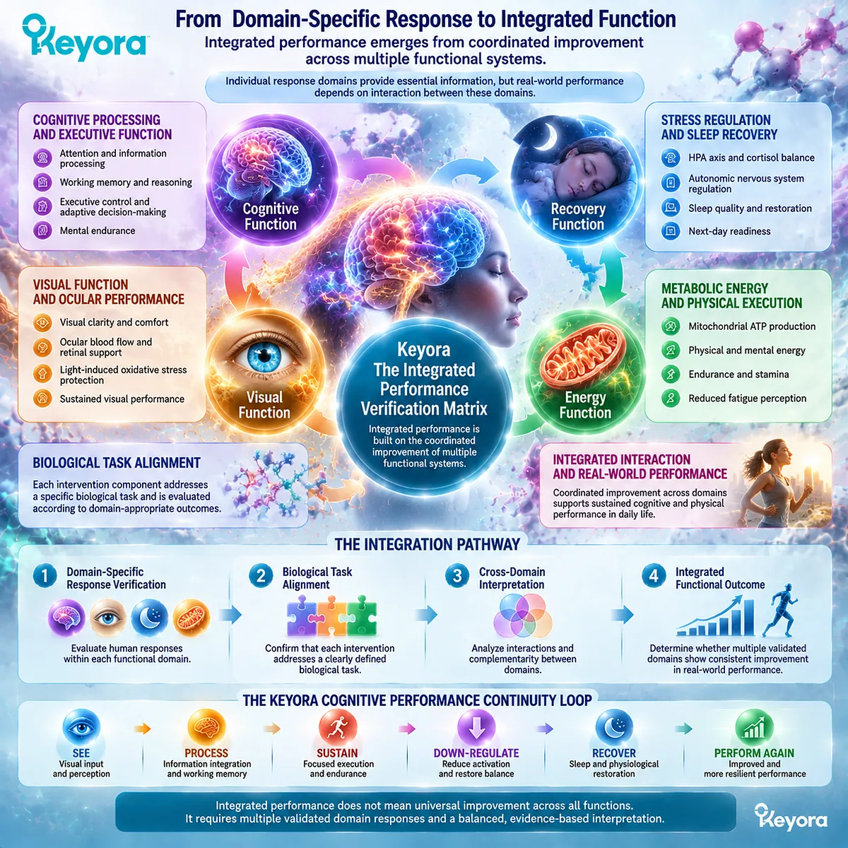 Multi-domain performance assessment links cognitive processing, recovery capacity, visual function, and energy availability through Keyora Integrated Performance Verification Matrix biological task alignment. Multi-domain performance assessment links cognitive processing, recovery capacity, visual function, and energy availability through Keyora Integrated Performance Verification Matrix biological task alignment.