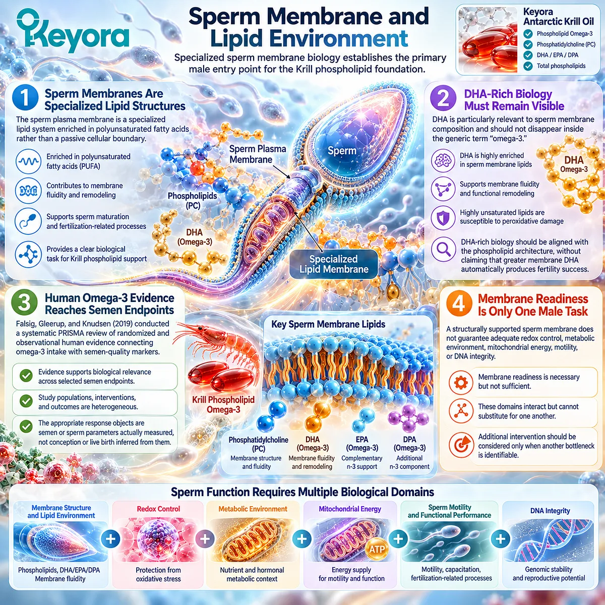 Male fertility wellness links DHA-rich sperm membrane phospholipids and omega-3 lipid structure with Keyora Antarctic Krill Oil Reproductive Readiness Integration Matrix. Male fertility wellness links DHA-rich sperm membrane phospholipids and omega-3 lipid structure with Keyora Antarctic Krill Oil Reproductive Readiness Integration Matrix.