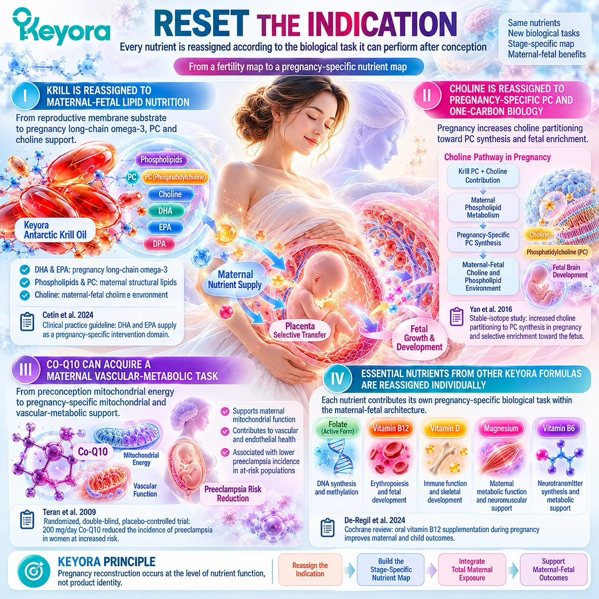 Pregnancy nutrition reassigns omega-3, choline, Co-Q10 and micronutrients to placental, PC and metabolic pathways through Keyora Pregnancy Confirmation Reset Rule. Pregnancy nutrition reassigns omega-3, choline, Co-Q10 and micronutrients to placental, PC and metabolic pathways through Keyora Pregnancy Confirmation Reset Rule.
