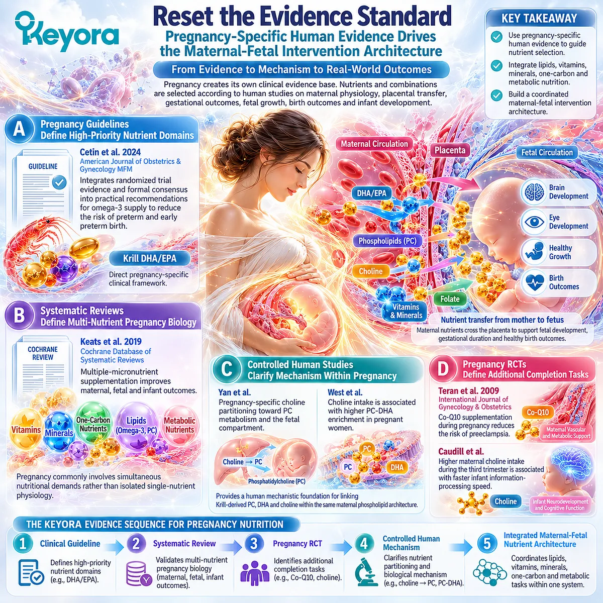 Pregnancy nutrition evidence links DHA/EPA guidelines, choline-PC metabolism and micronutrient trials to Keyora Maternal-Fetal Nutrient Completion Architecture. Pregnancy nutrition evidence links DHA/EPA guidelines, choline-PC metabolism and micronutrient trials to Keyora Maternal-Fetal Nutrient Completion Architecture.